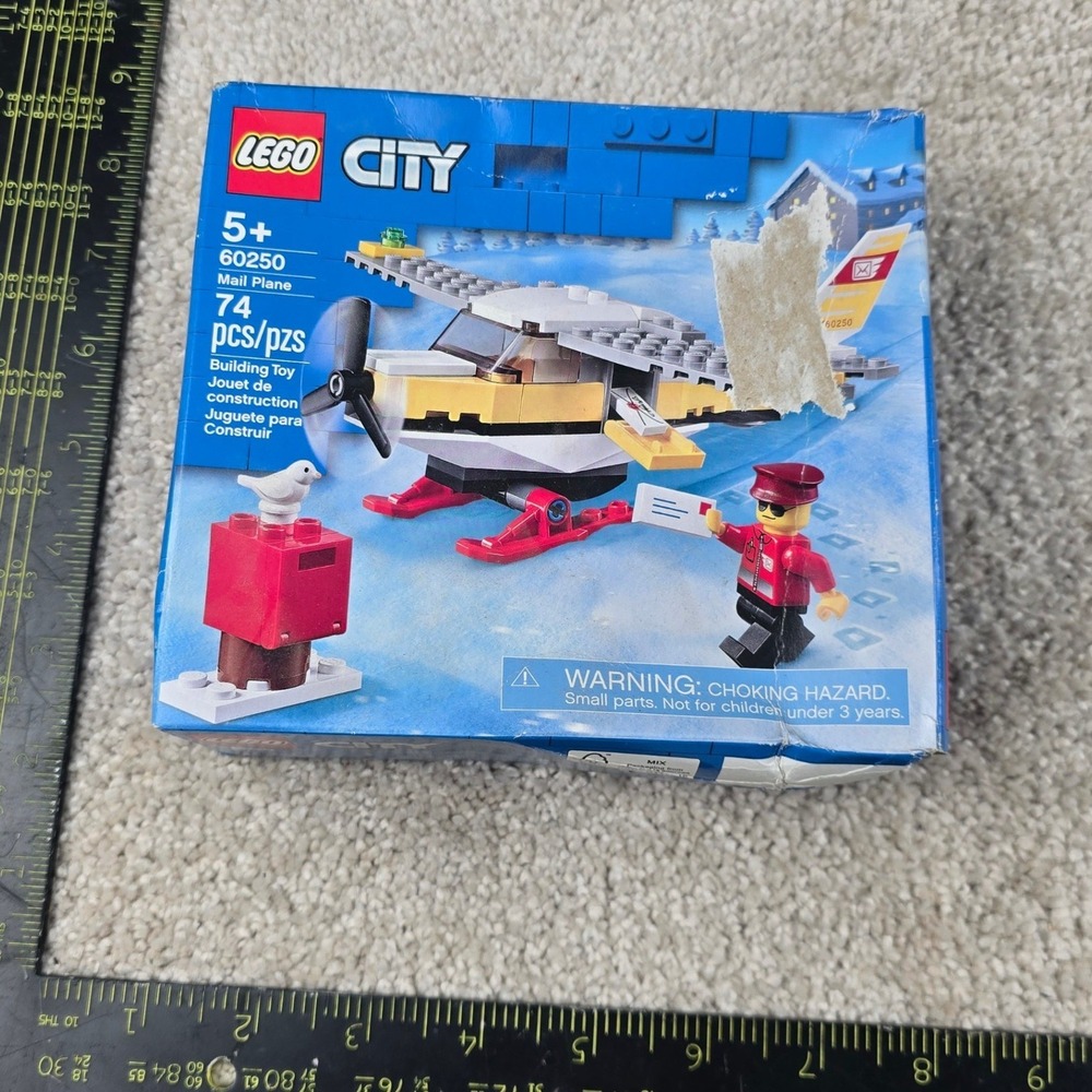 LEGO City Mail Plane 60250 Building Toy Set 74 Pieces Blue Yellow White NEW